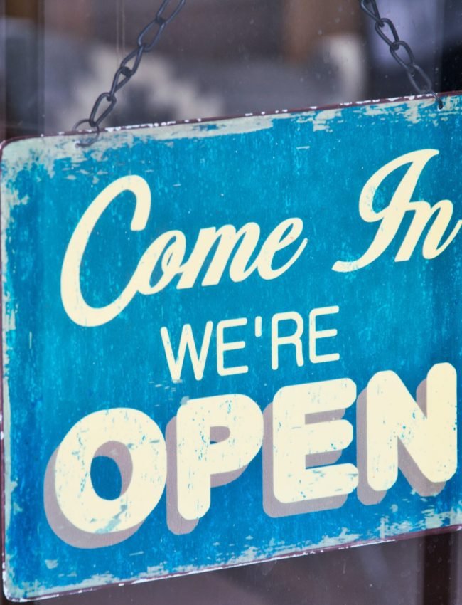 blue-and-white-come-in-we-re-open-signboard-1376412